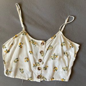 🌸 5 for $50 - Yellow Flower Crop Top